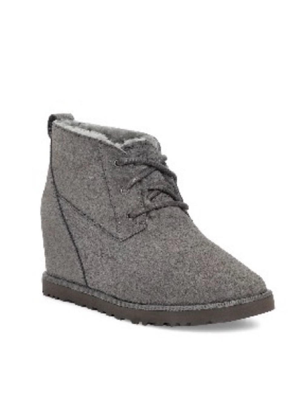UGG Classic Femme Lace Ankle Boot 1126674 Charcoal Suede Sheepskin Wedge Bootie